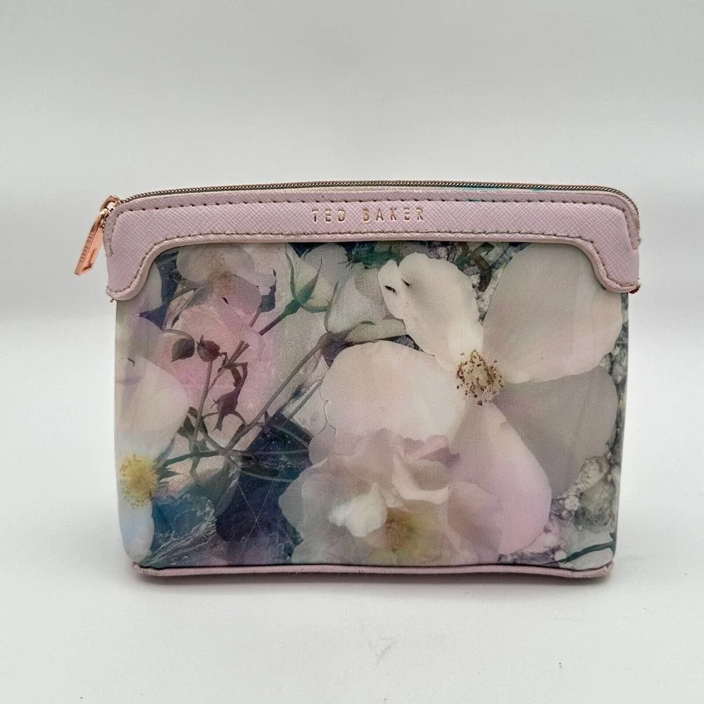 Ted Baker Floral Travel Cosmetic‎ Case Make Up Bag Pink Luxury Preppy Vacation
